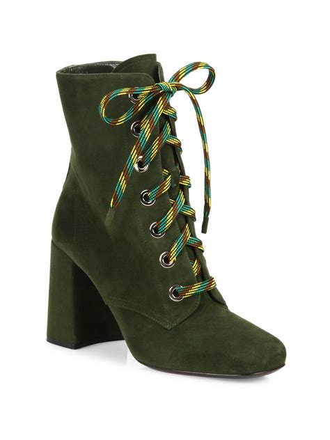 prada lace up suede booties|Prada wingtip ankle boots.